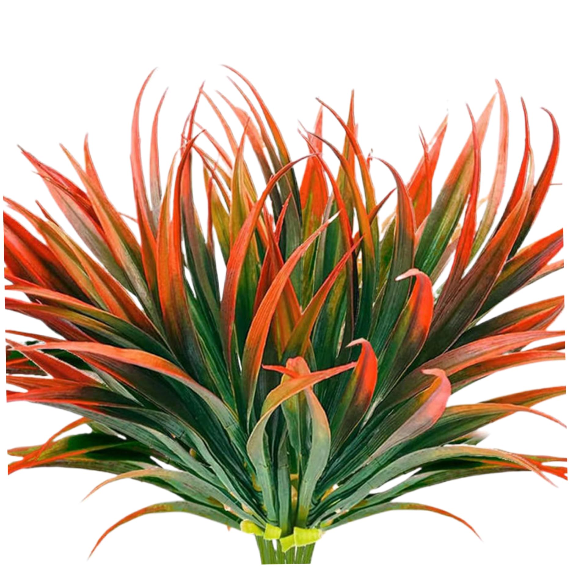 Pastoralist 17inch Artificial Ferns,8 Bundles Artificial Grass Fake Plants Outdoor Plastic Plants Uv Resistant Greenery Fake Grass For Home Window Garden Office Patio, Orange