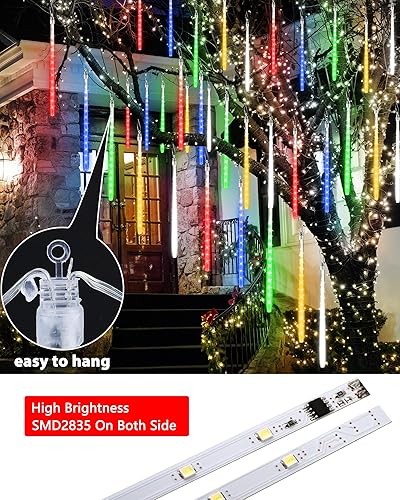 Miniatura 5 de Joomer Luces de lluvia de meteoritos para exteriores, 11.8 pulgadas, 10 tubos 240 LED, luces de Navidad de meteoritos impermeables, luces de