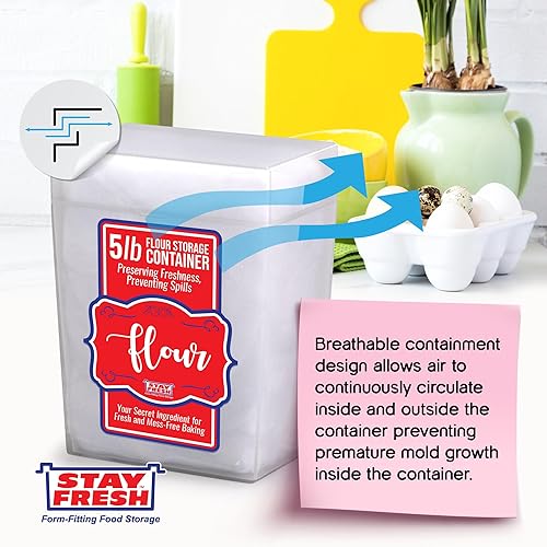 Miniatura 4 de Stay Fresh Contenedor de almacenamiento transparente, recipiente de plástico sin BPA para despensa de cocina, necesidades de horneado, capacidad