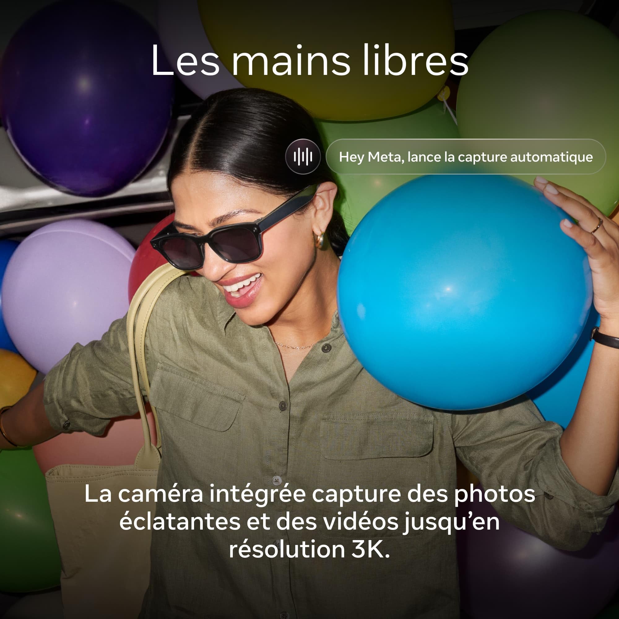 Meta Adventurer Grande taille Noir classique | Lunettes IA pour femme et pour homme — Meta AI, Caméra 12 Mpx, Traduction simultanée — Résolution 3K HD — 8+ heures d’autonomie — Verres marron