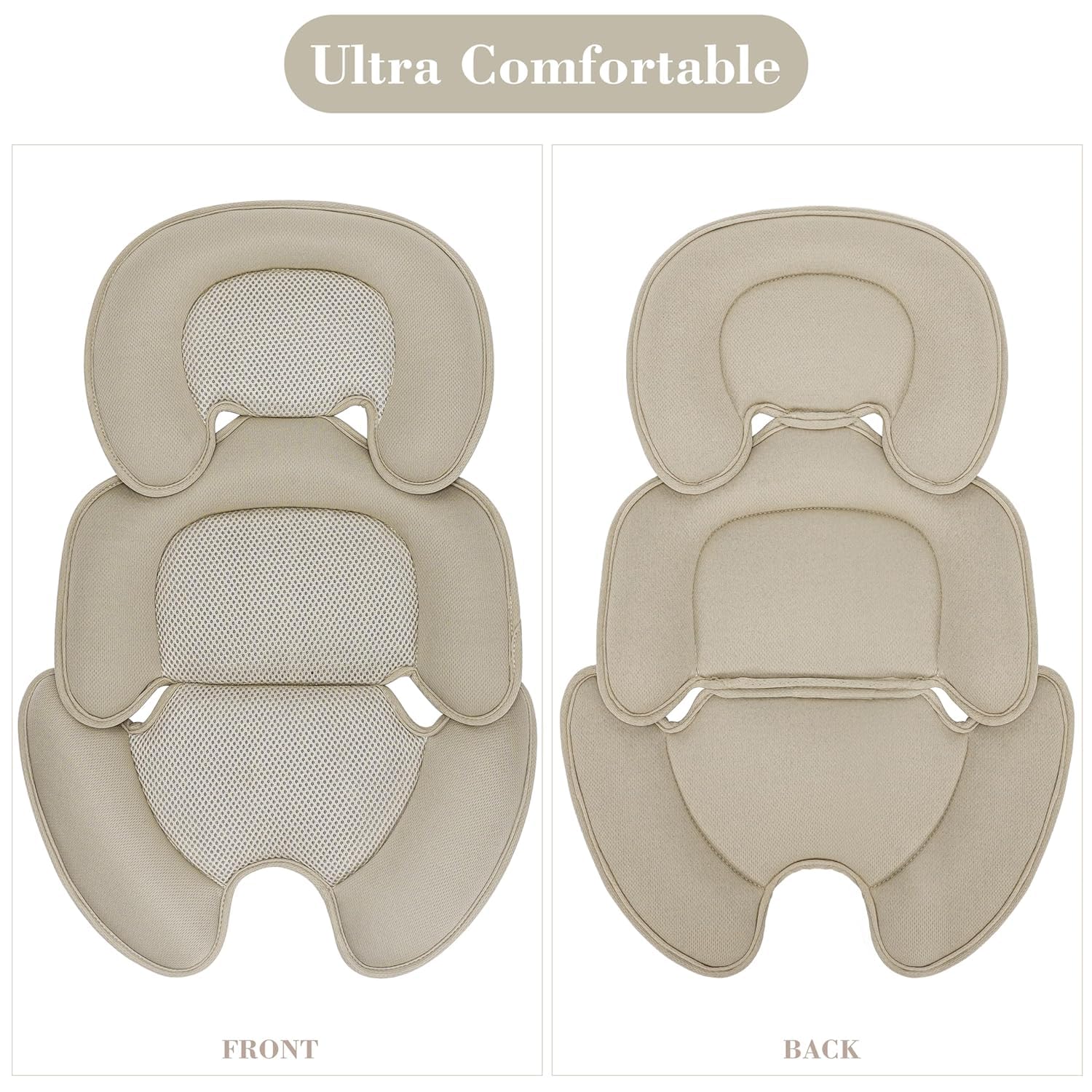 Neugeborenes Baby-Kissen mit 3D-Netzstoff für Stroller, Autositz und Hochstuhl - Atmungsaktive Einlage zur Unterstützung des Babys (Beige)