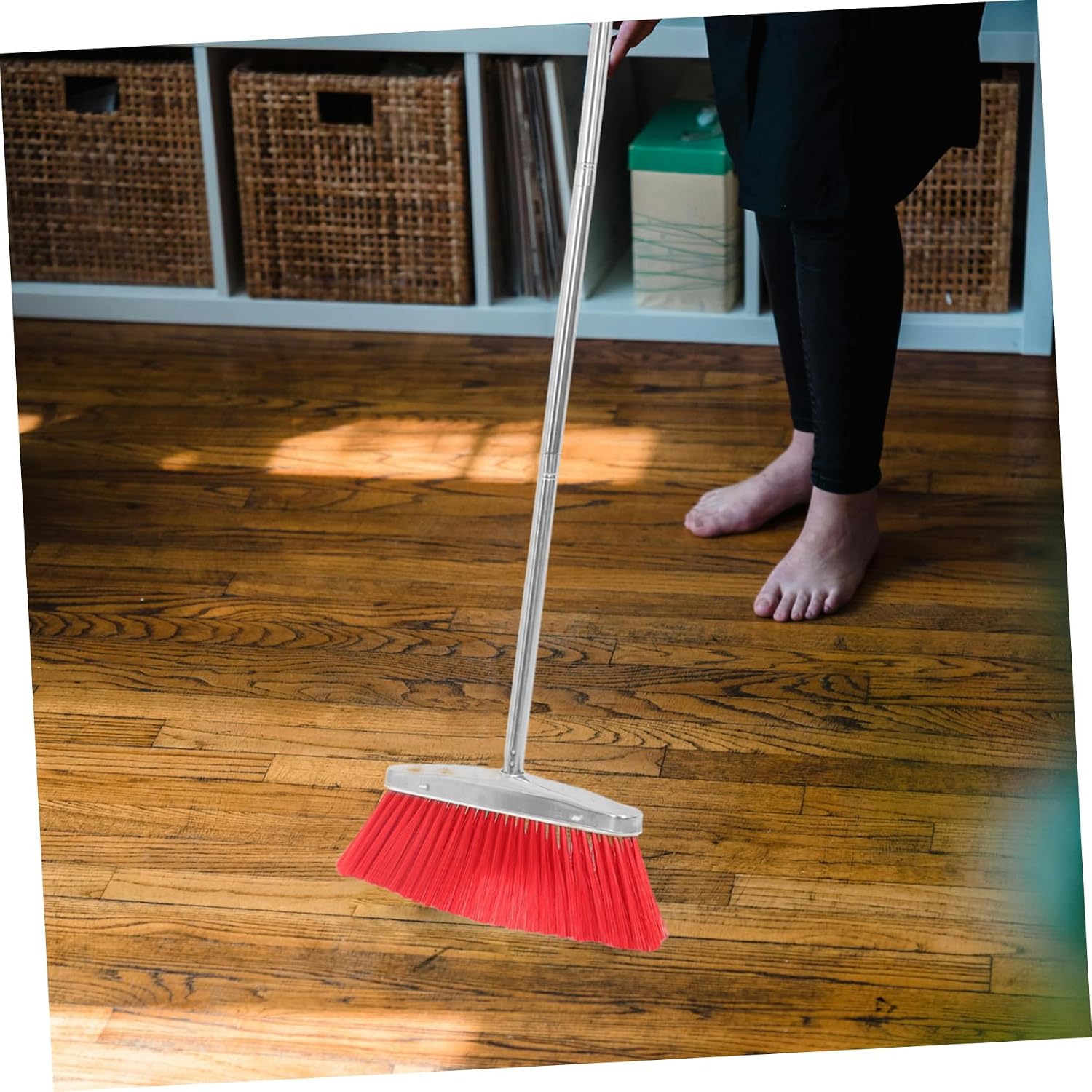 GARVALON Stainless Steel Broom Household Cleaning Broom Wide Angle Sweeping Brush Efficient Floor Cleaning