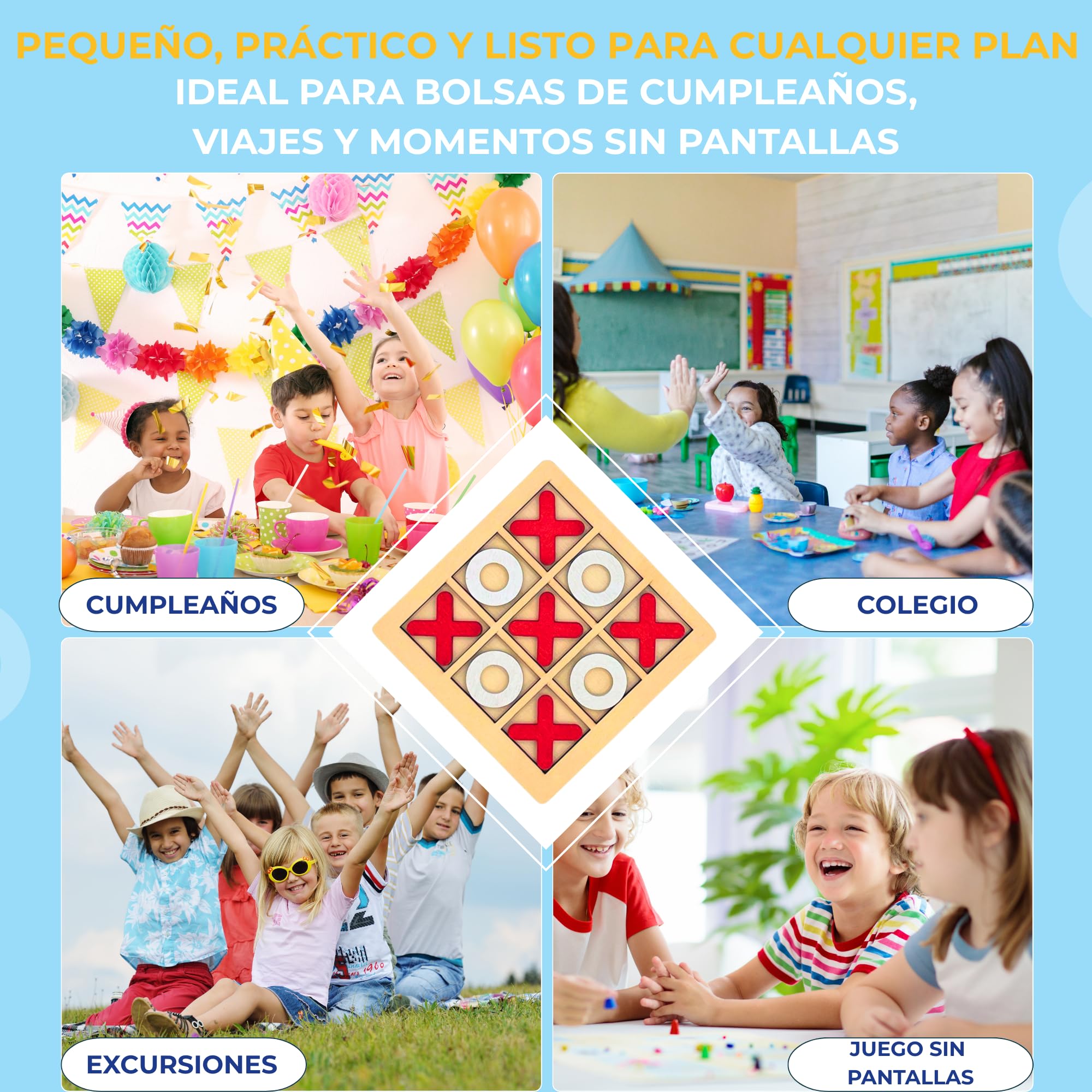 Regalos Cumpleaños Niños Colegio | Detalles Cumpleaños Niños | Regalos Cumpleaños Infantiles | Pack de 25 Juegos 3 en Raya de Madera, Regalitos Invitados Cumpleaños, Relleno Piñata