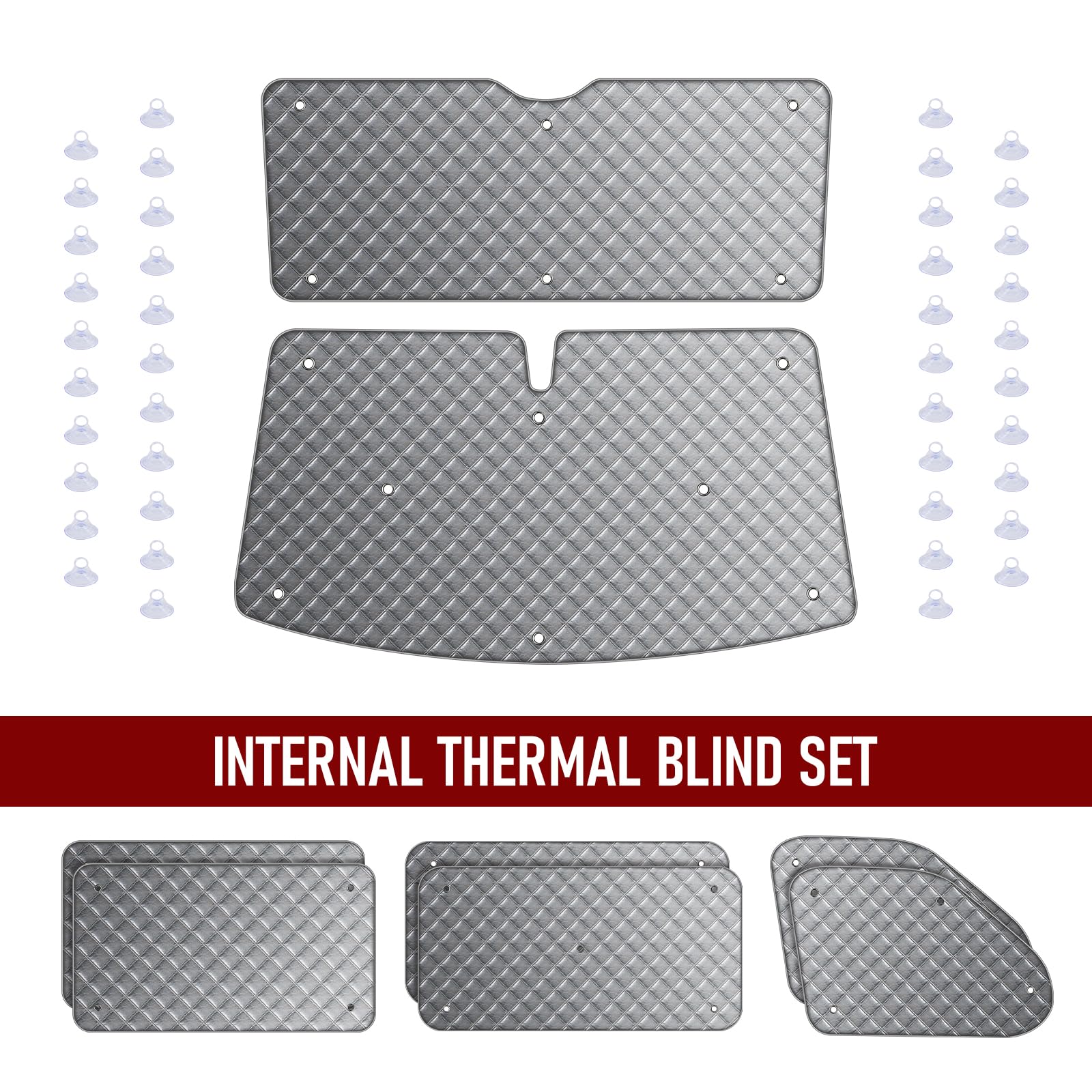 MaxAwe Juego de 8 persianas térmicas internas, compatible con VW T5/T6 SWB, kit de cubierta de aislamiento de invierno para autocaravanas y autocaravanas