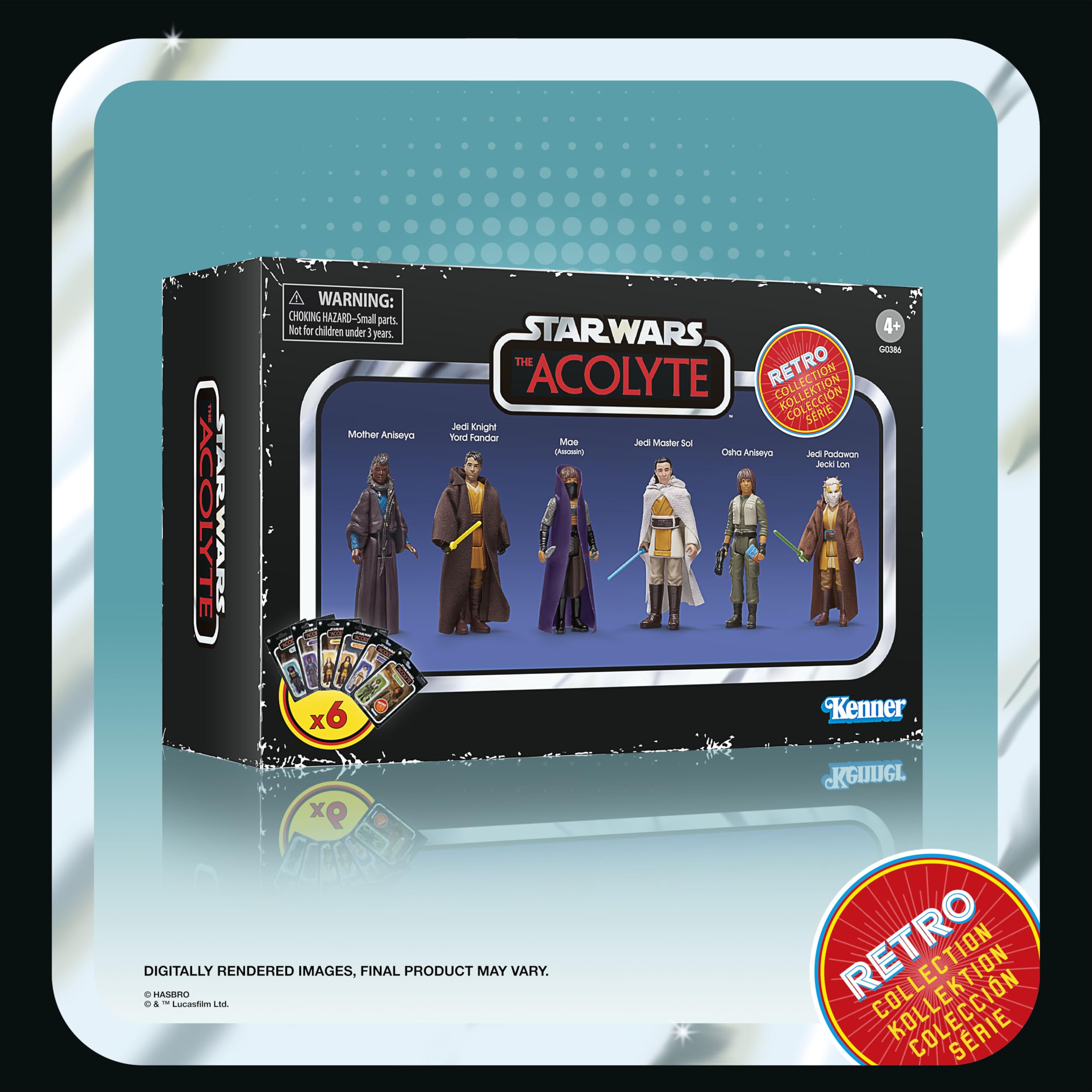 Star Wars La Colección Retro, The Acolyte, Pack múltiple de 6 Figuras de acción de 9,5 cm