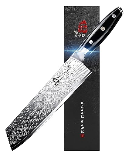 TUO Kiritsuke Chef Knife - Vegetable Cleaver Kitchen Knife 8-inch High Carbon Stainless Steel - Japanese Knives with G10 Full Tang Handle - Black Hawk-S Knives Including Gift Box