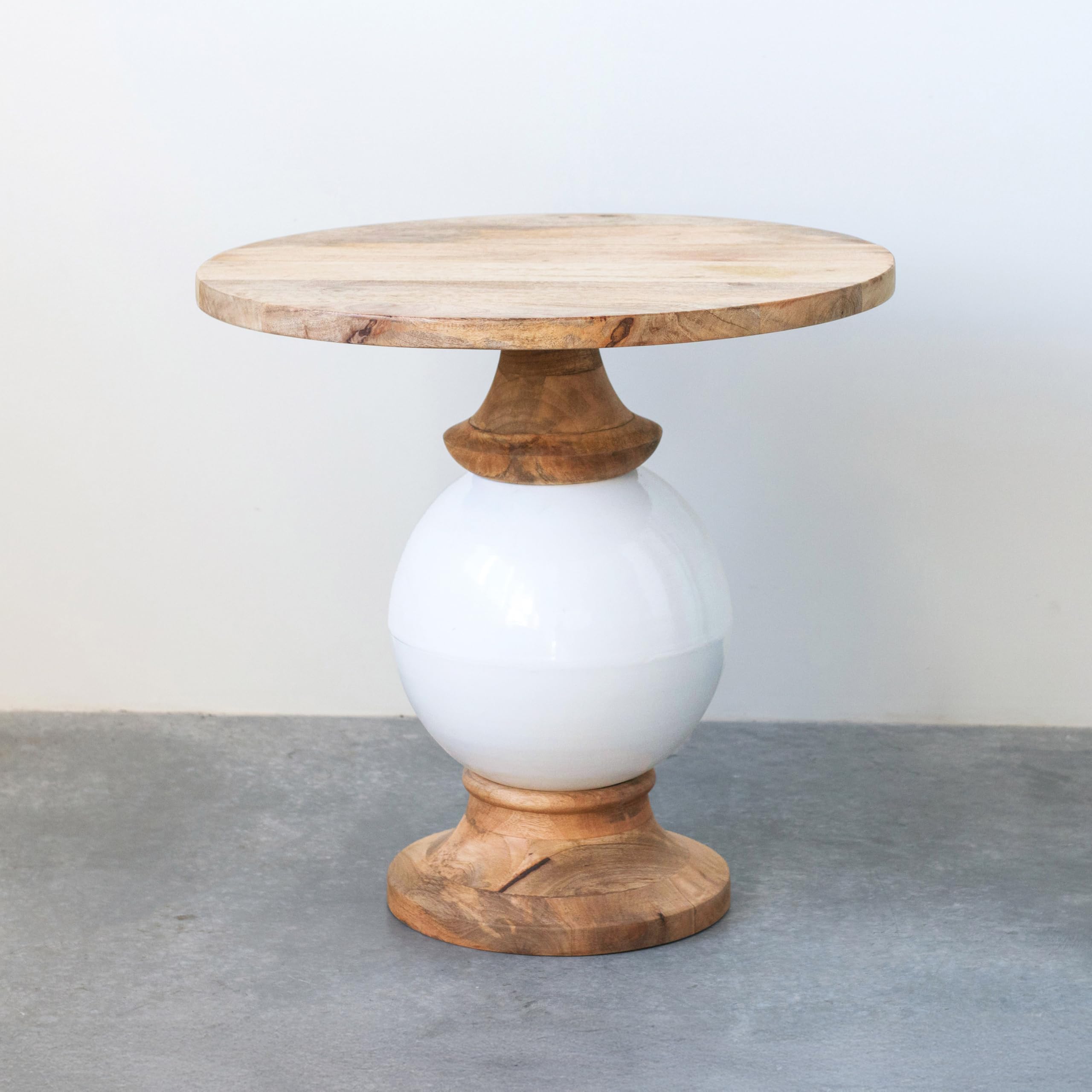 Creative Co-Op Mango Wood & Metal Round Pedestal Table
