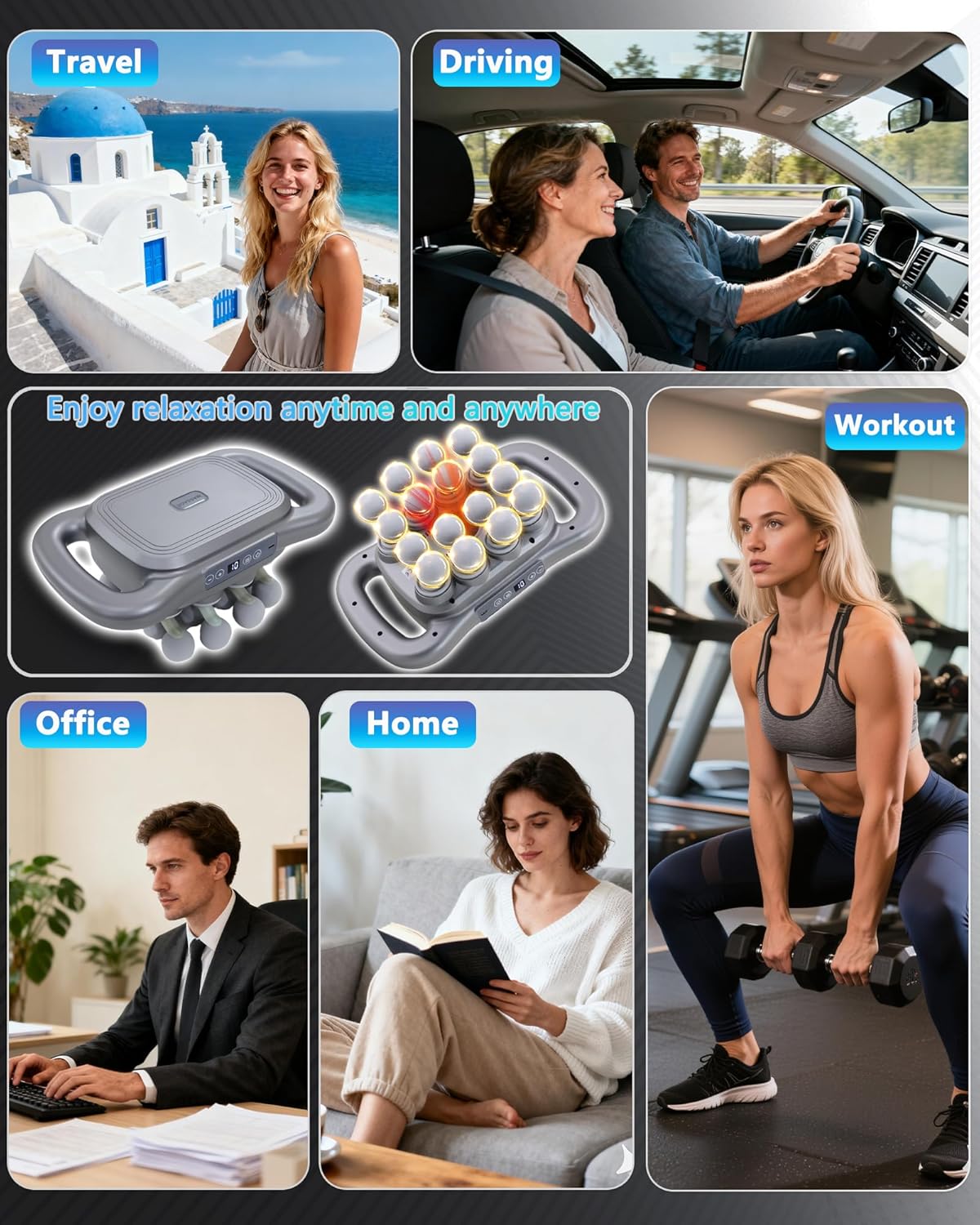 16-Head Massage Gun, Deep Tissue Percussion Massager with 9 Modes & 9 Intensities, 2600mAh Battery Back Bassager for Pain Relief Deep Tissue for Muscle Pain Relief in Back, Legs, Shoulders - Image 8