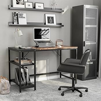Amazon | 幅120×奥行60×高さ75cm 棚板高さ調節可能 PC パソコン