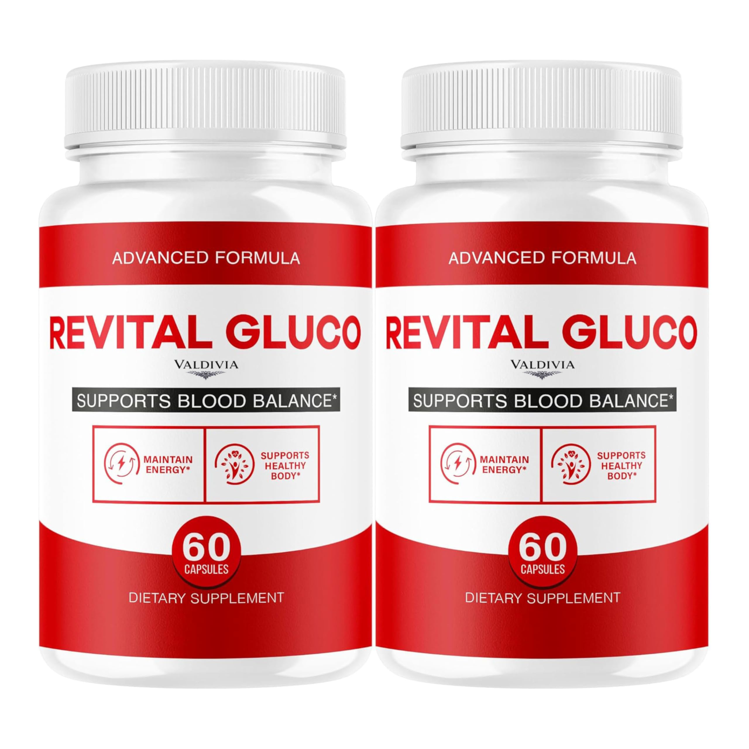 (2 Pack) Revital Gluco Capsules - Official RevitalGluco Advanced Blood Health Support Supplement - Maximum Strength, All Natural Formula for Overall Health & Wellness, 120 Capsules for 2 Months