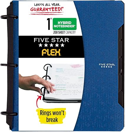 Five Star Flex Refillable Notebook + Study App, College Ruled Paper, 1 ...