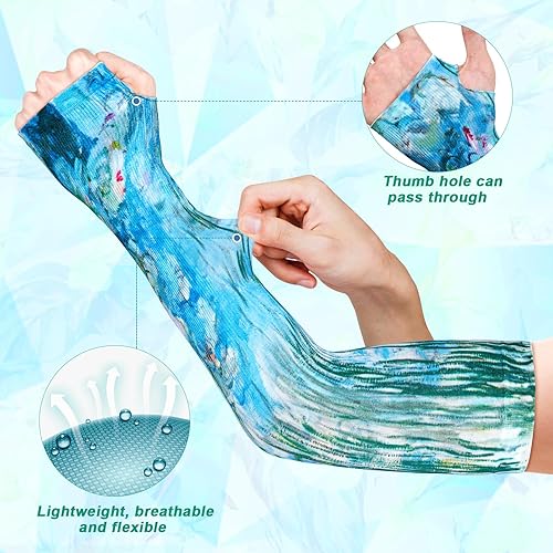 Miniatura 2 de 2 pares de mangas de enfriamiento para mujer, mangas de jardinería con agujero para el pulgar para jardinería, pesca, correr