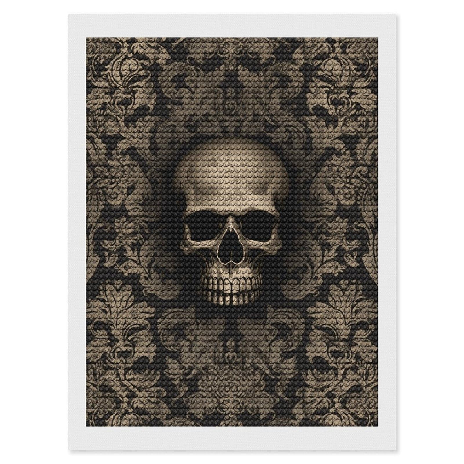 DWVTSLH Gothic Wallpaper Skull Diamond Painting Kits for Adults, Personalized Diamond Photo Art Full Drill, DIY 5D Diamond Art Painting Kits for Beginners, Home Wall Decor 12"x16"