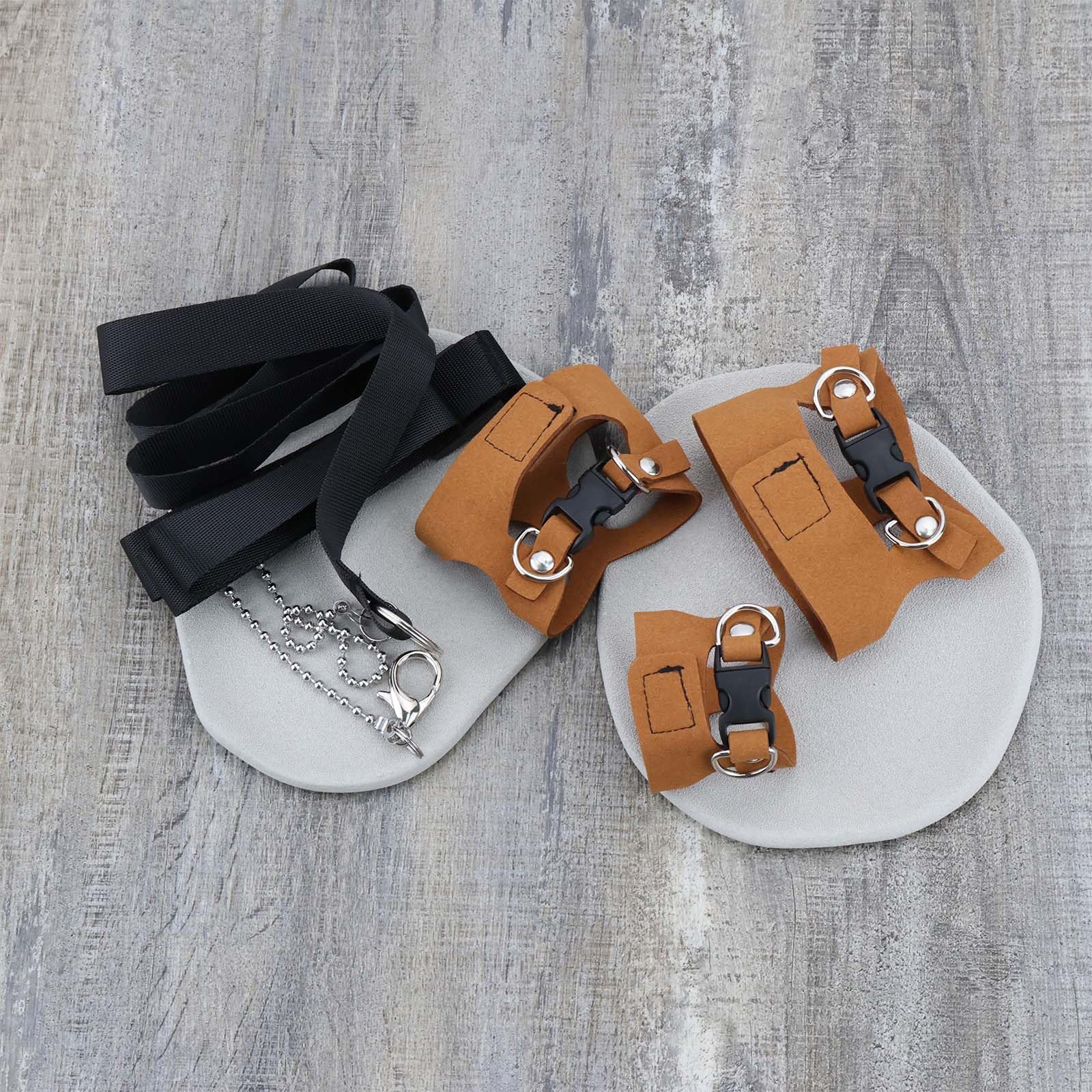Ensemble Harnais Et Laisse Réglable pour Petits Animaux 3 Pièces pour écureuils Gerbilles Chinchillas Rats Marron S/M/L