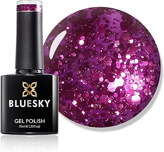 Bluesky Gel Nail Polish, Secret Santa 63901, Purple Glitter, Long Lasting, Chip Resistant, 10 ml (Requires Drying Under UV LED Lamp)