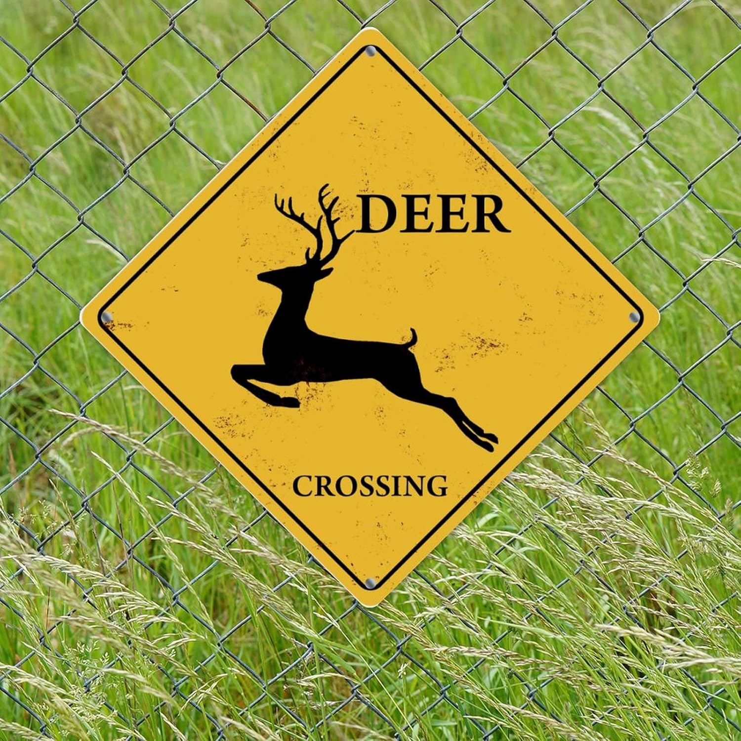Deer Crossing Xing Sign Beware of Moose Elk Metal Sign Deer Silhouette Warning Sign Novelty Crossing Zone Sign Wall Decor for Farm Yard Front Door Indoor Outdoor Street Sign 15x15 inch