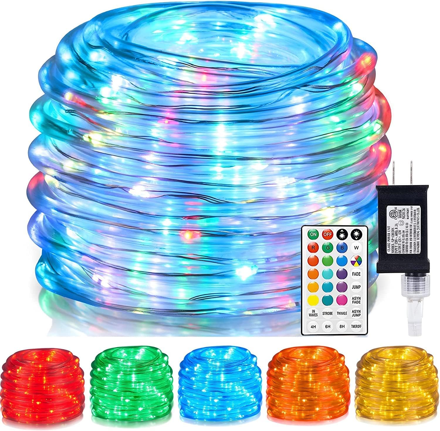 200 LED Rope Lights Outdoor Plug in, 66ft 16 Colors Changing Waterproof