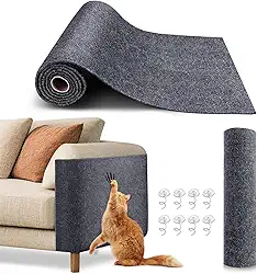 Tapete Arranhador Autoadesivo Premium para Gatos Carpete Resistente Cortável Protetor de Sofá Parede Cama Evita Arranhões Fácil de Aplicar (100cm*40cm-Cinza escuro)
