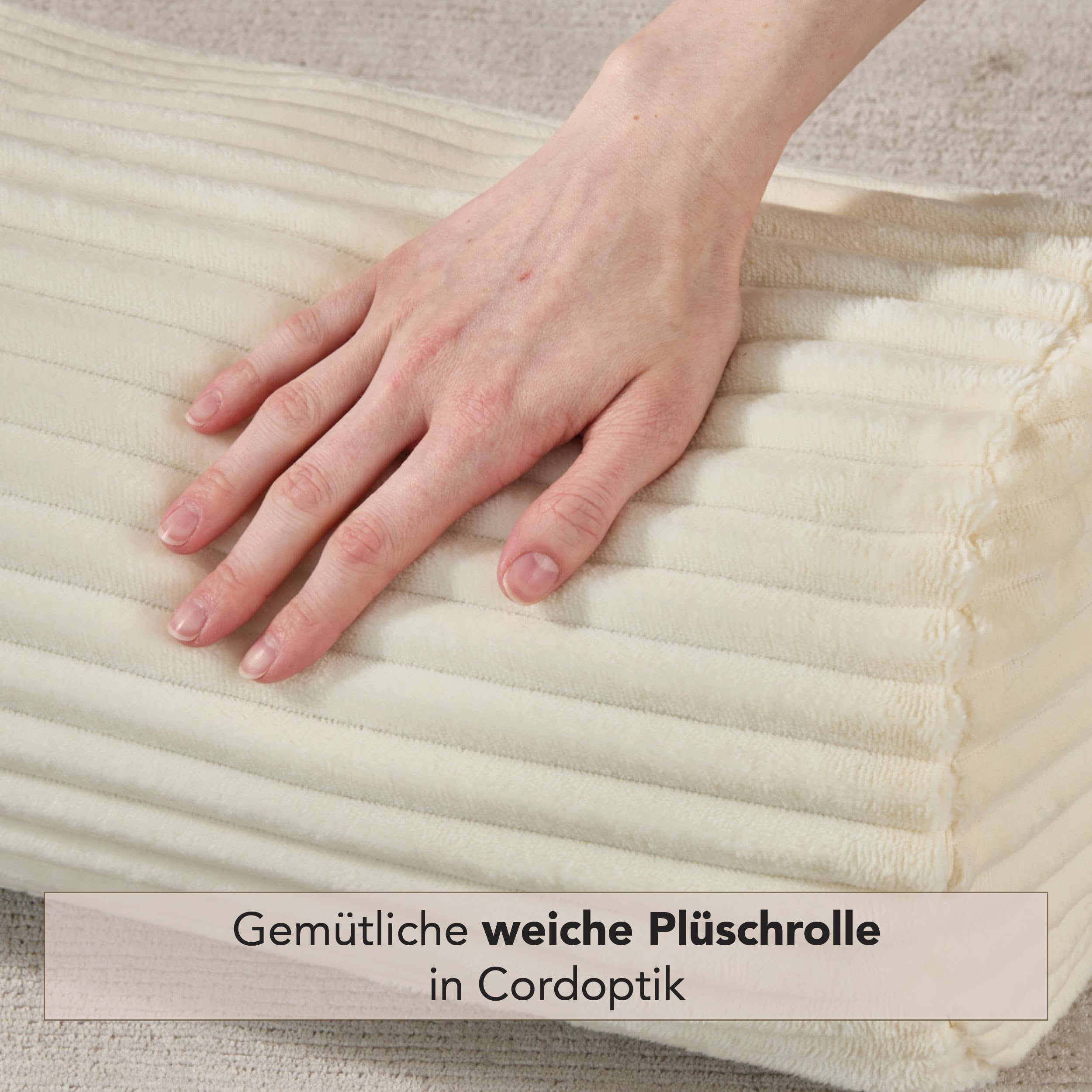 Como Dekokissen 4er-Set Kissenrolle Cordoptik Creme 22 x 70 cm, für Zuhause | Polyesterfüllung, Bezug abnehmbar inkl. Innenkissen, Sofakissen Nackenstütze für Wohnzimmer Schlafzimmer, praktisch