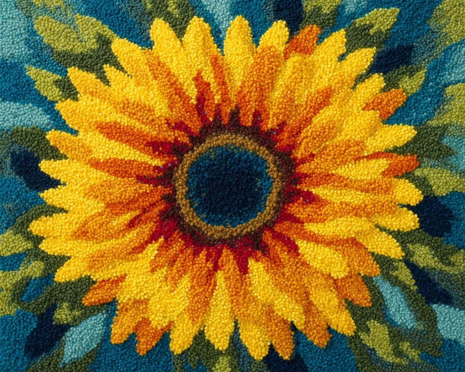 Wallphantom Latch Hook Kits for Adults Rug,Sunflower Flowers,Latch Hook Kits DIY Crochet Handcraft Rug Hooking Kit for Kids and Adults,55x75cm