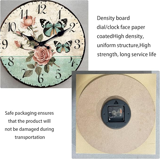 Reloj de Pared Vintage Floral XFM 10 Pulgadas Analógico Silencioso miniatura 8