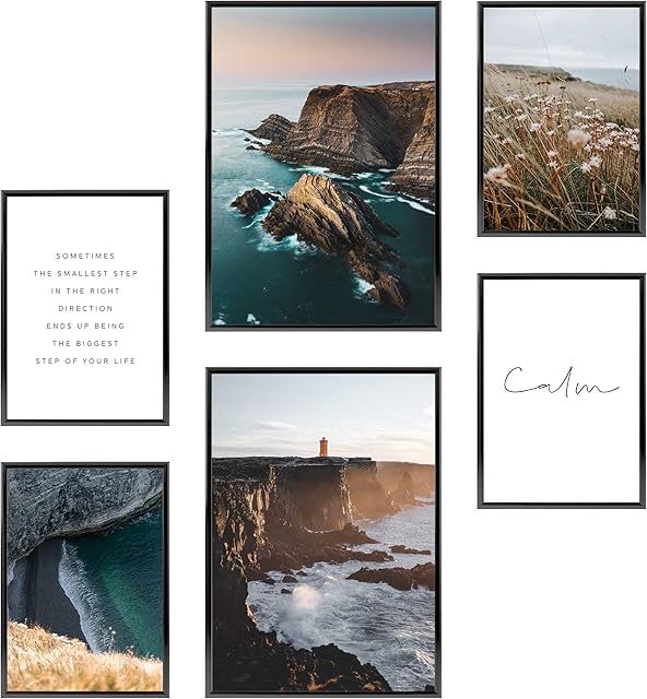 Heimlich Set of Posters - UNFRAMED -Stylish Photo and Quote Prints Fashion Wall Decor | Glam Wall Decor for Living Room and Bedroom -2 x A3 & 4 x A4-30x42 & 21x30 | » Sea and beach «