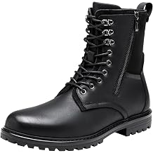 Jousen Boots for Men Leather Casual Dress Shoes Combat Boots MenAMY8409 allblack 09.5