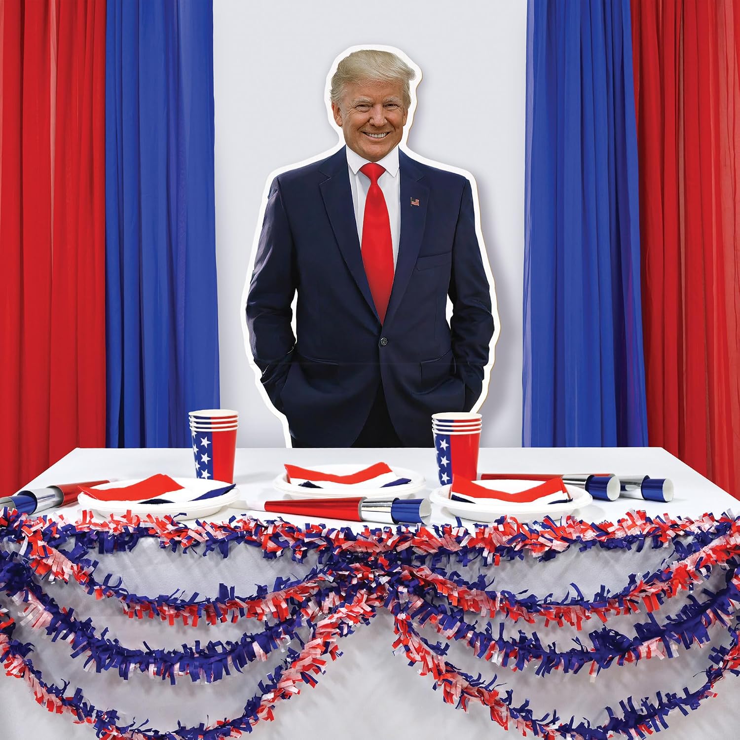 Beistle Donald Trump 2024 Republican Candidate Life-Size Stand-Up, 71-3/4” X 25-1/4” - Corrugated Cardboard Cutout with Easel for Political Presidential Rallies, Events, and Campaigns