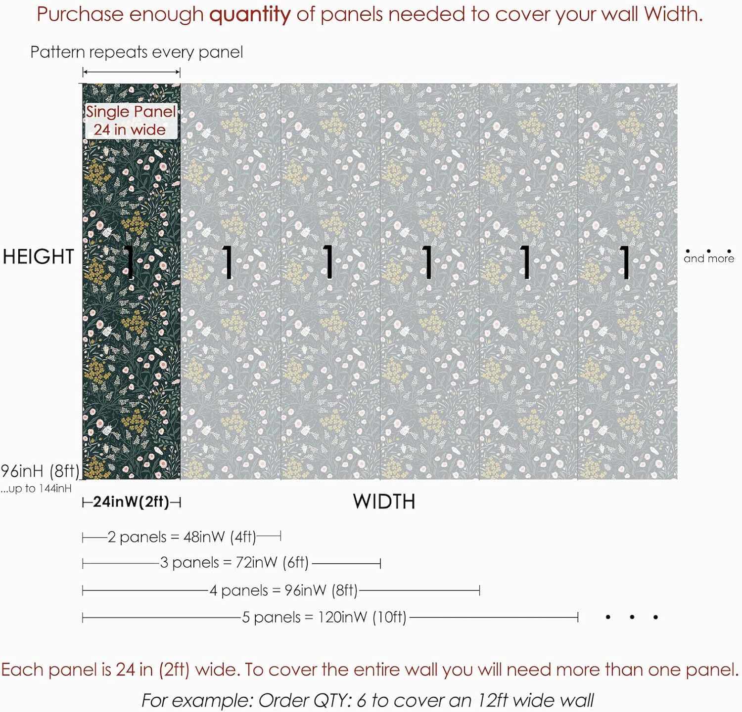 Mustard Flowers and Beetles Wallpaper | Removable Self Adhesive Botanical Wallpaper | Floral Peel and Stick Wallpaper (1 roll 24" W x 96" H)