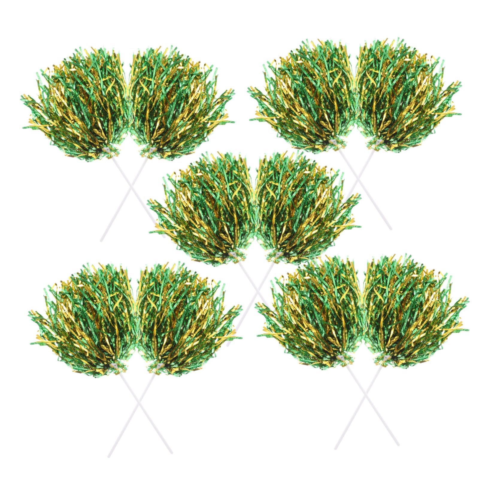 BESPORTBLE 10-Pack School Spirit Cheer Pom Poms Metal Foil Hand Flowers Dance Props for Leader Dance Mini Cheerleading for Sports Squads