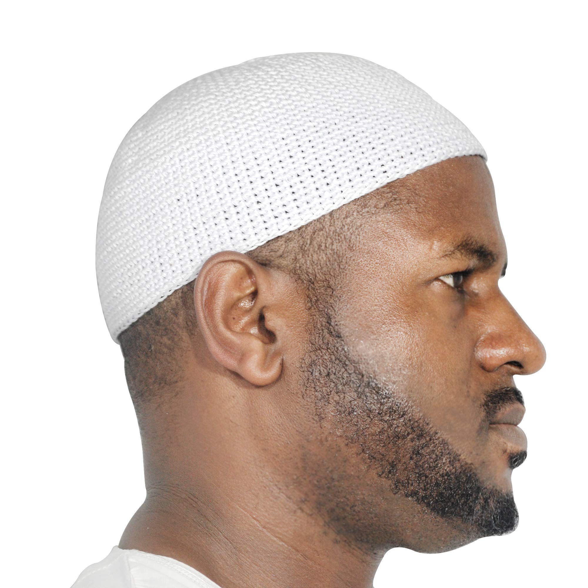 Hand-Crocheted Cotton White Skull Cap Comfortable Head Cover
