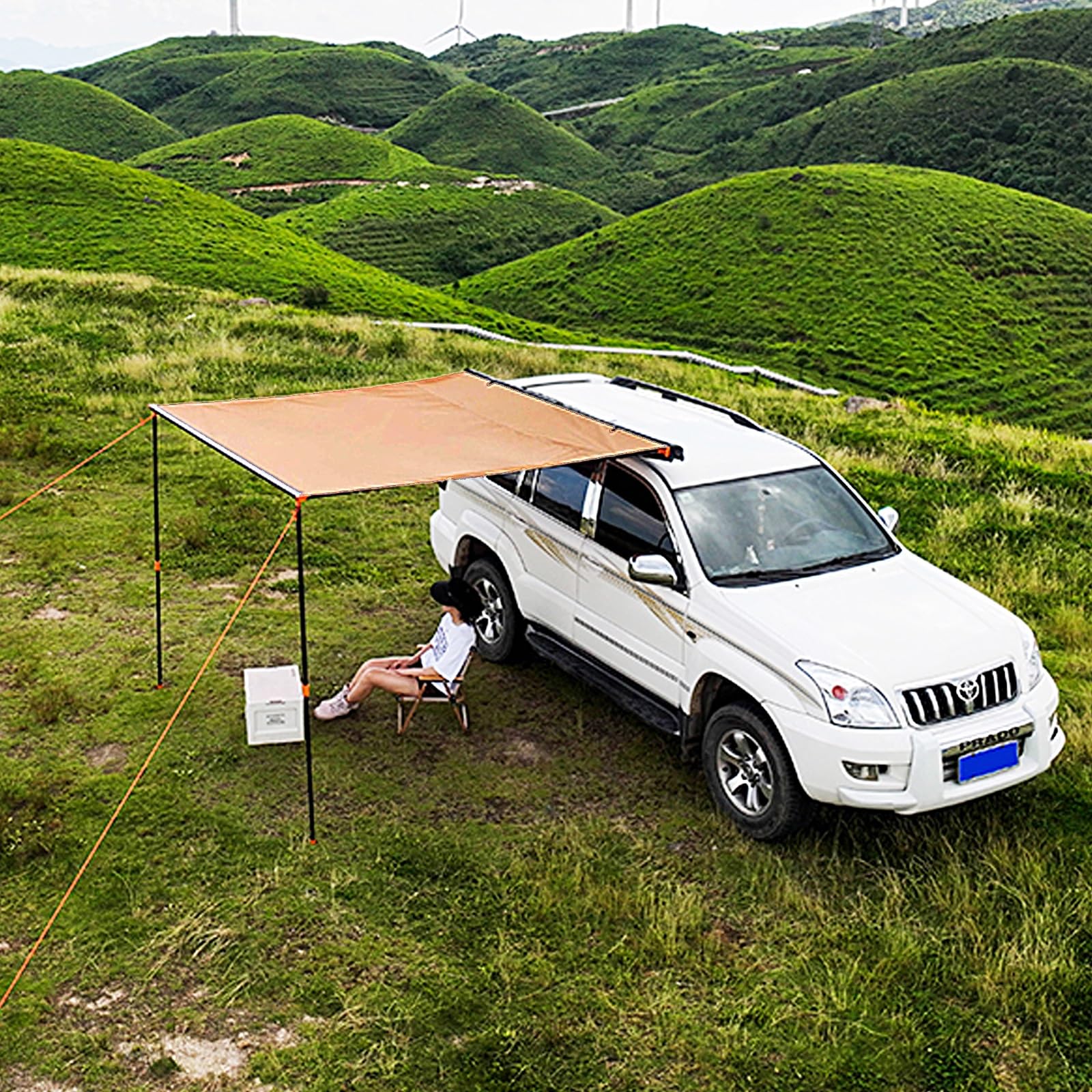 Rozsuwana markiza samochodowa do kampera Overlanding, markiza chowana, idealna na kemping, wycieczki samochodowe, wycieczki na świeżym powietrzu, podróże, wyprawy, kampery, kampery, SUV y (1,4 * 2 *