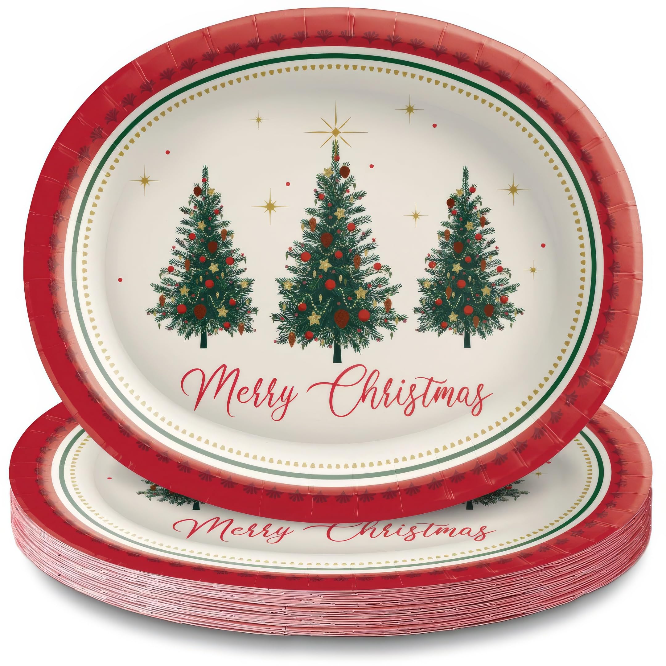 amscan Eleganti piatti ovali multicolore sempreverdi (25,4 x 30,5 cm), confezione da 8, piatti usa e getta di alta qualità per feste ed eventi