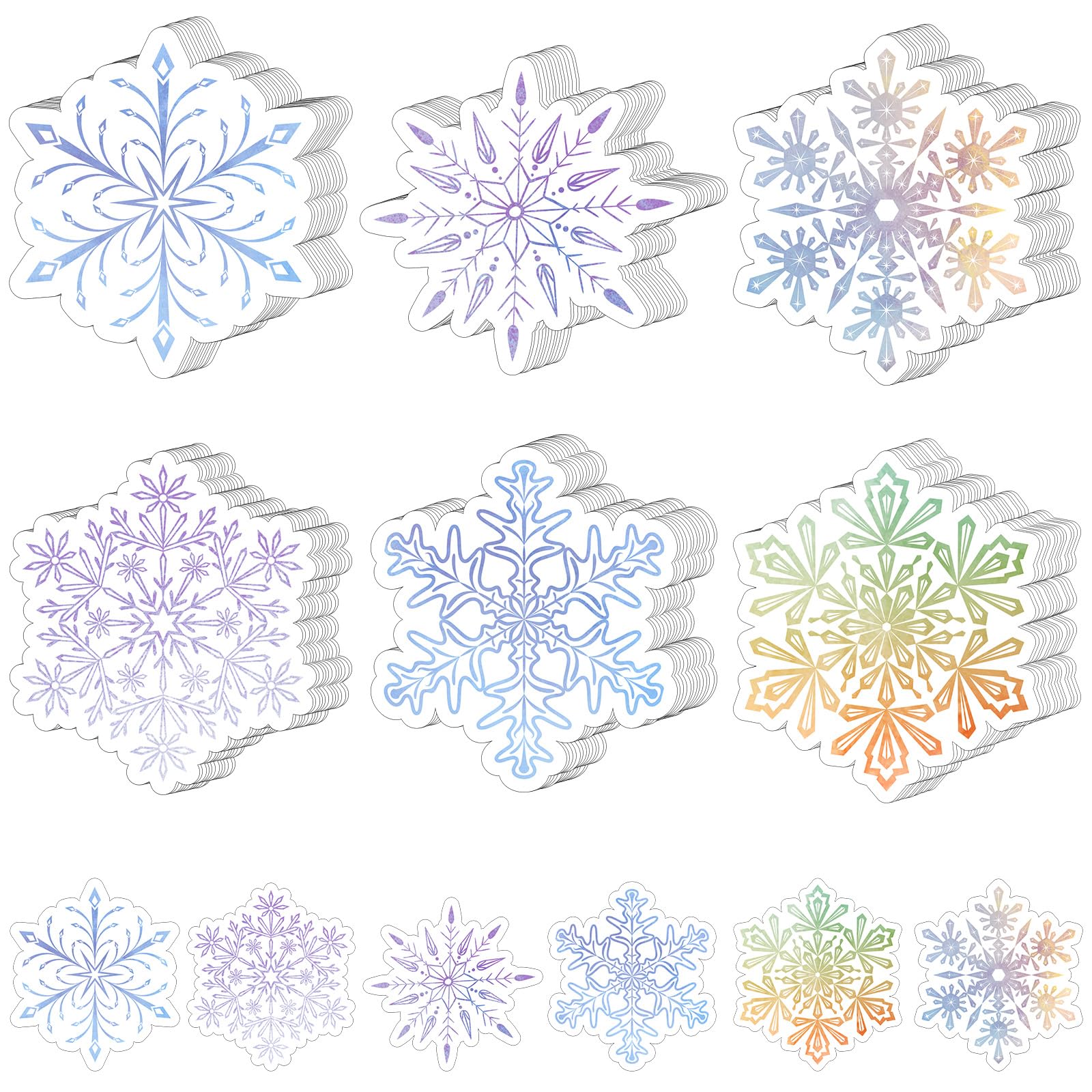 Junkin 60 Pcs Snowflake Cutout Winter Paper Snowflake Bulletin Board Accent Decoration for Holiday Party Wonderland Home Ornaments, 6 Styles