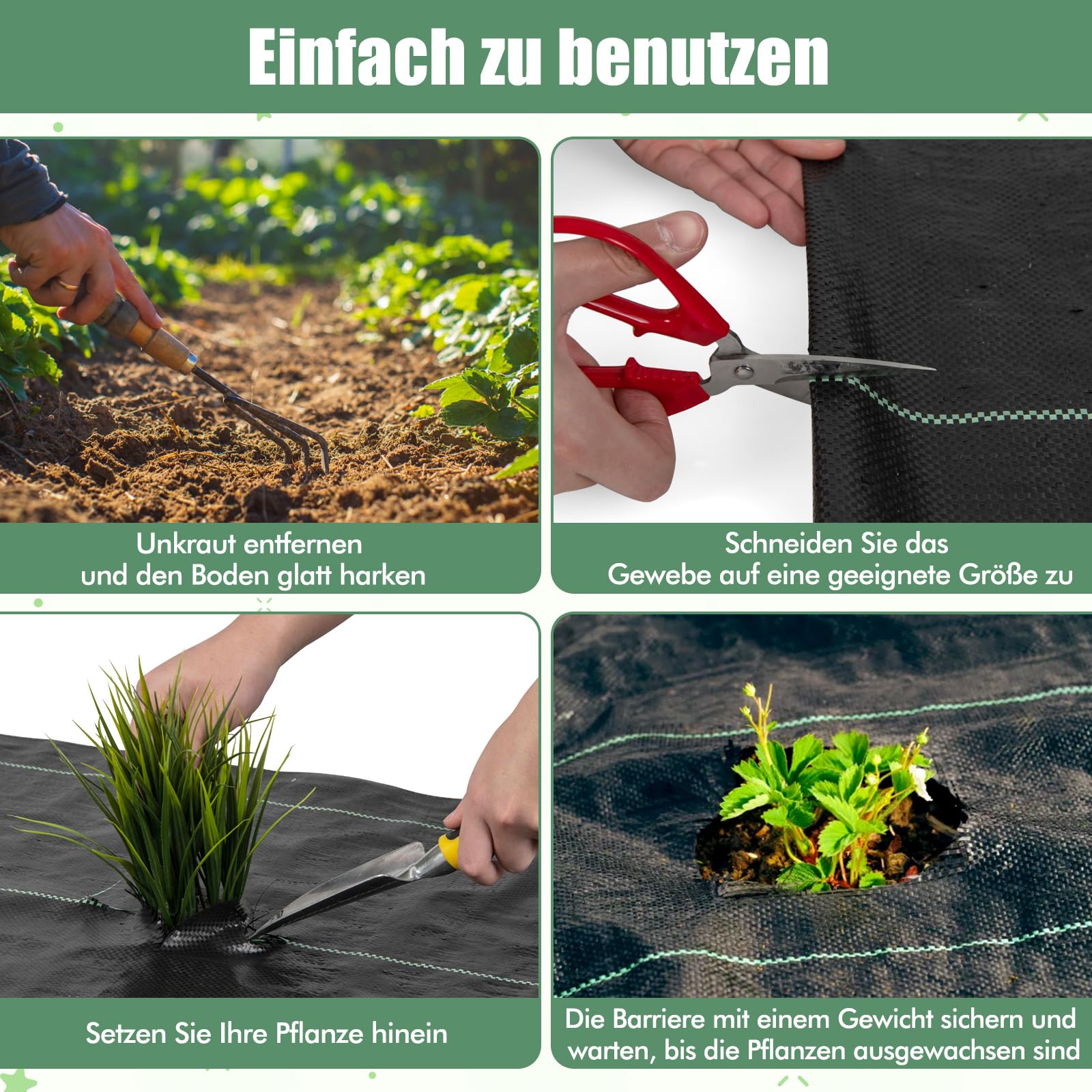 Malla Antihierbas De Fieltro 2x5 M - 90 G/m², Permeable, Resistente A UV Y Desgarros, Para Jardín Sin Químicos