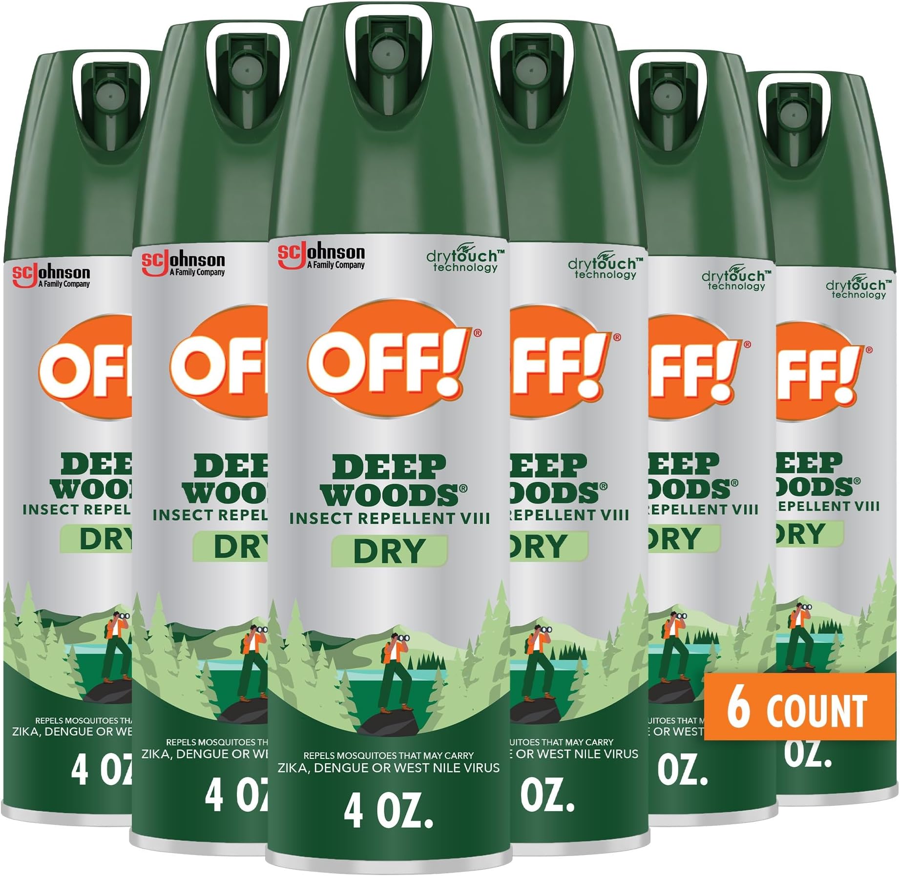 Deep Woods Dry Bug Spray Insect Repellent VIII Long Lasting Outdoor Protection from Mosquitoes and Ticks 4 Ounce (Pack of 6)