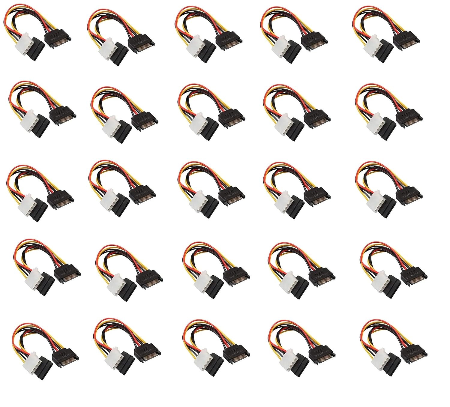 AdzMozi® 15 Pin SATA Male to 4 Pin IDE Molex Female + SATA Female Power ...