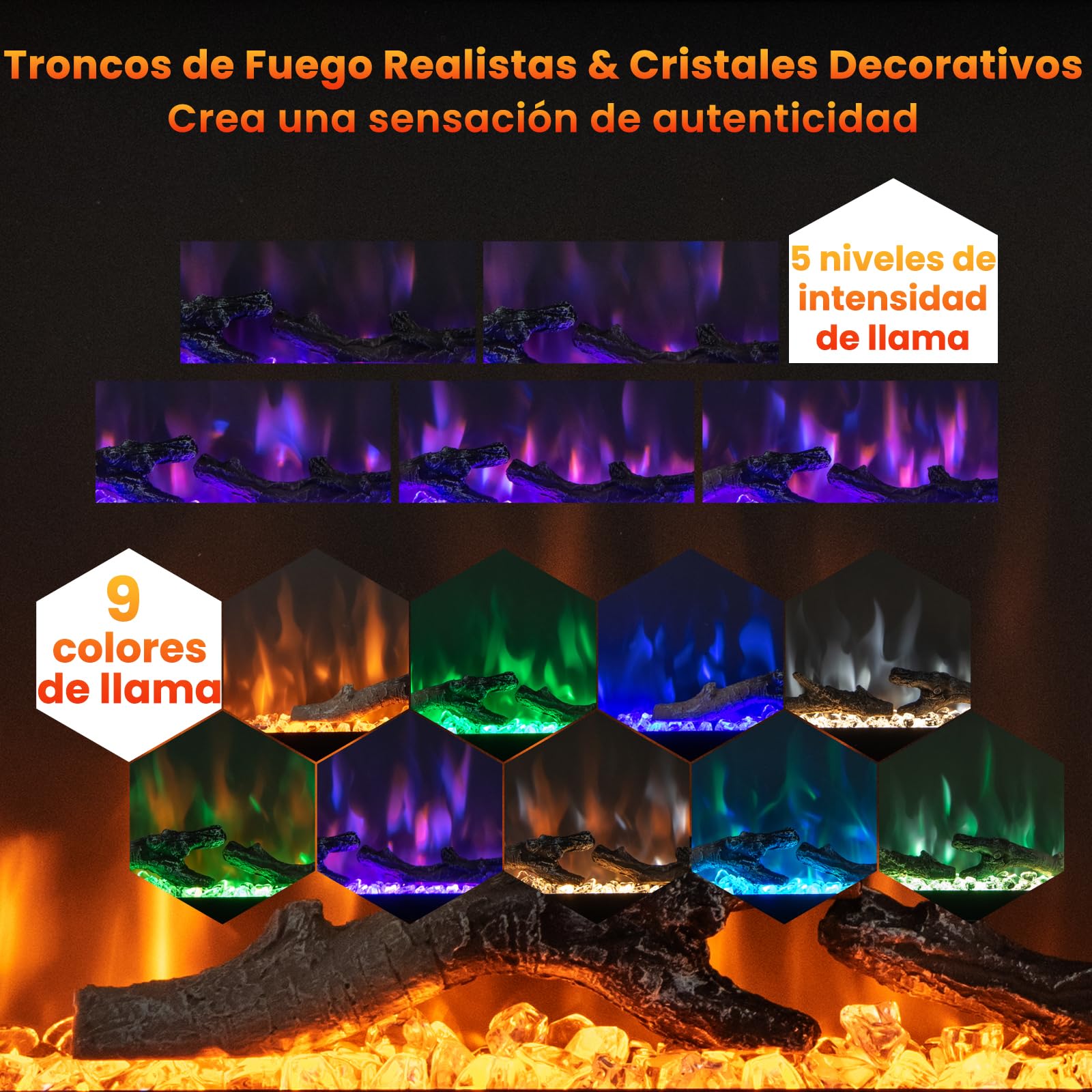 COSTWAY Chimenea Eléctrica de 91,5cm Empotrable en Pared, 750W/1500W Calentador con Control Remoto, Color y Brillo de Llama Ajustables, Termostato, Protección contra Sobrecalentamiento