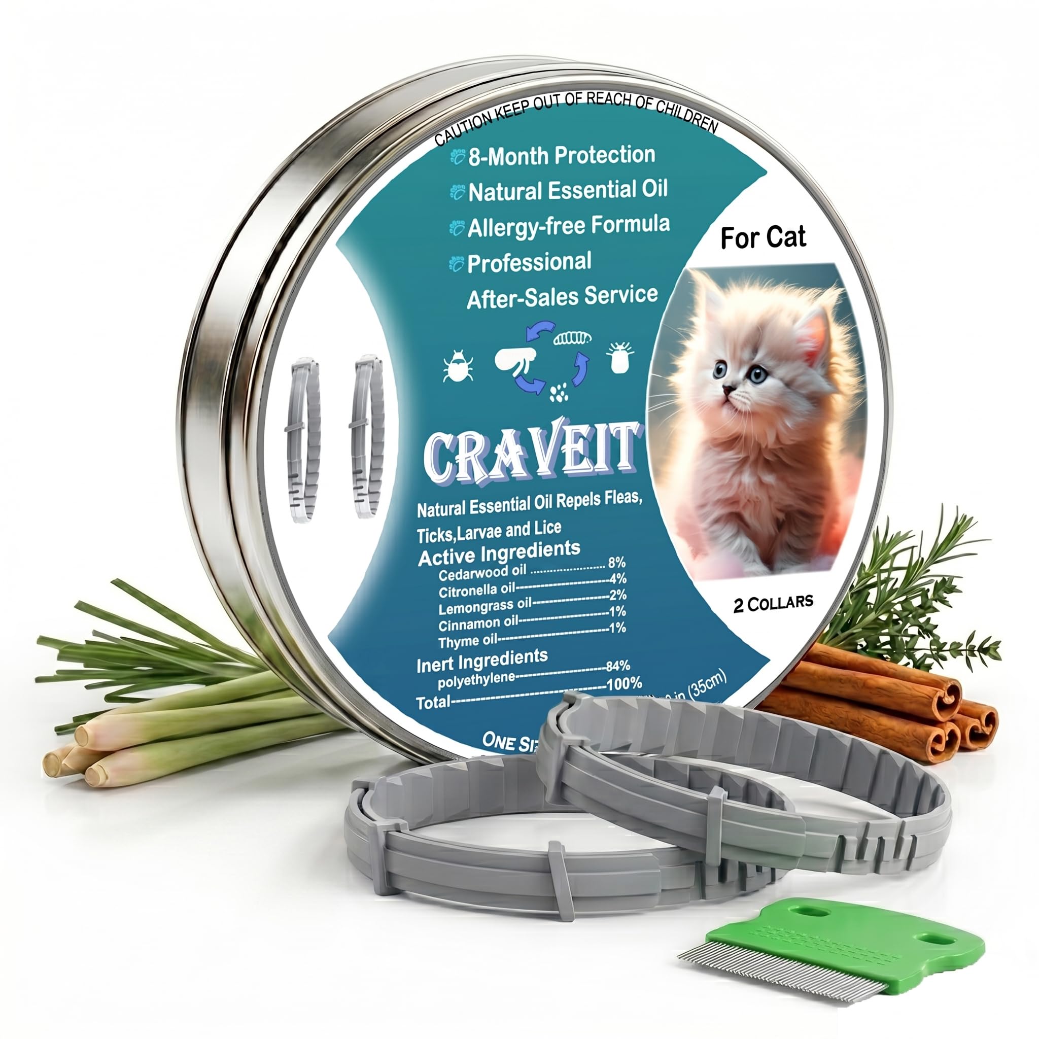 Craveit Cat Flea Collar, 2 Pack