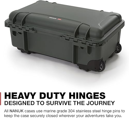 Miniatura 9 de Nanuk 935 Funda protectora de viaje para 3 botellas de vino con ruedas y mango extensible, aprobada por la TSA, color oliva (935-3BTLS6)