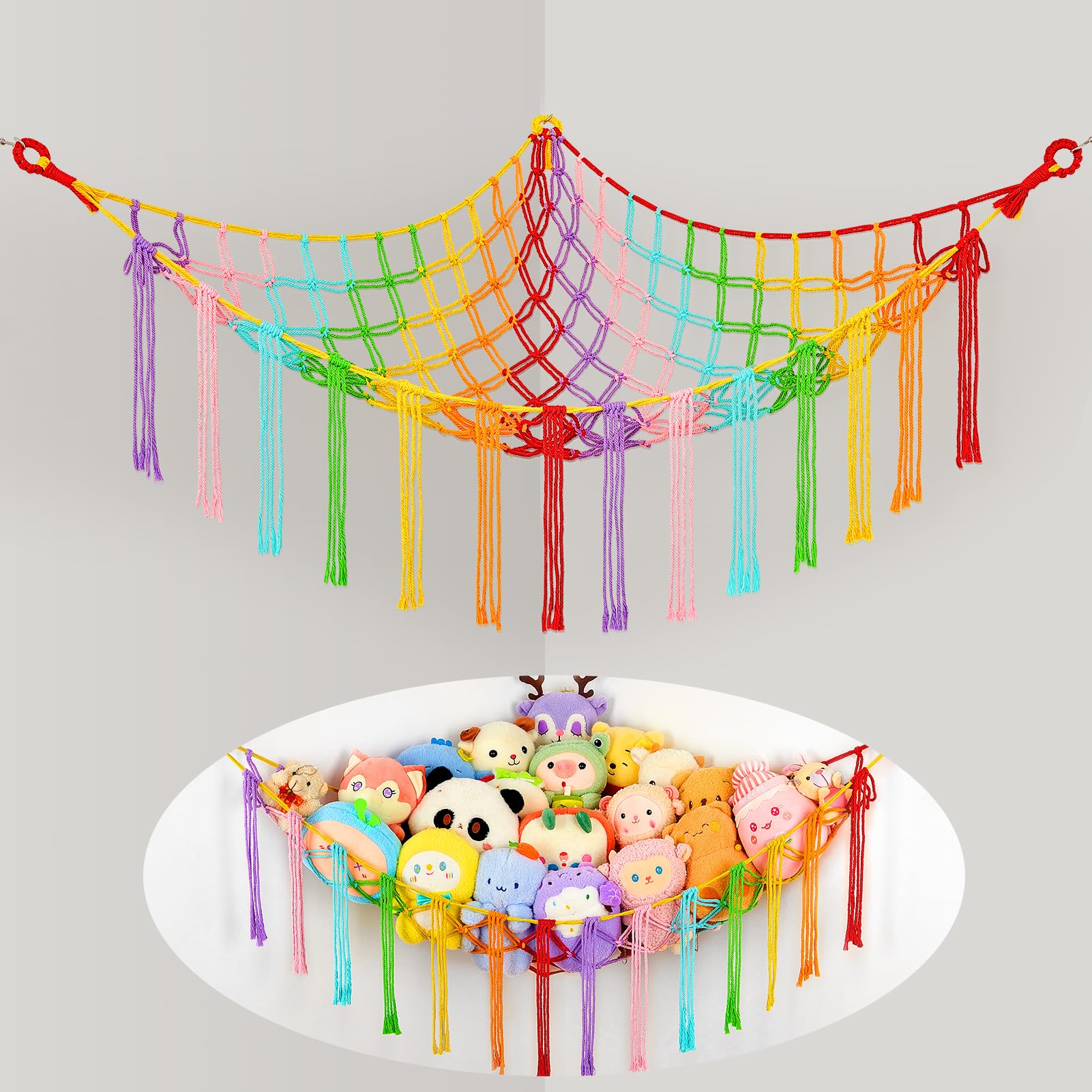 MHJY Kuscheltier Aufbewahrung Spielzeug Aufbewahrung Netz Stofftier Hängematte Kuscheltiernetz Kinderzimmer Deko Hängend Organizer für Schlafzimmer
