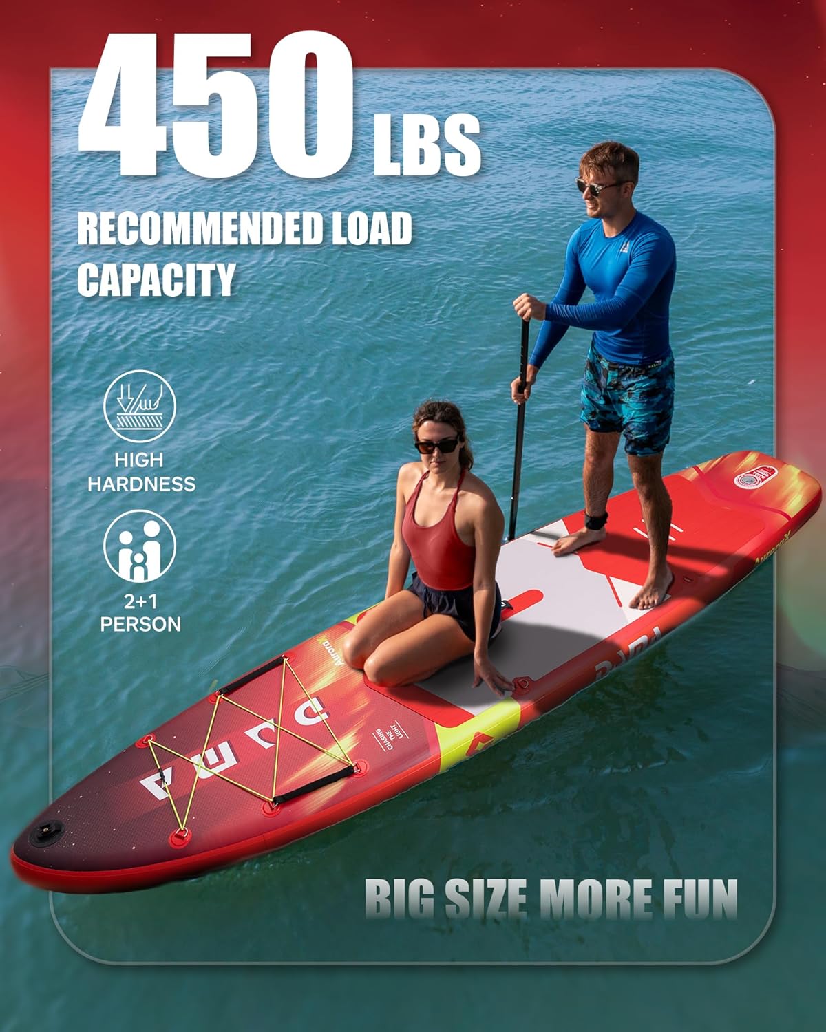 DAMA Stand Up Paddle Board for 2+1 People and Pets, Extra Wide All-Around Stable Design for Beginners, Family Use on Lakes, Rivers & Coastal Waters, 450 lbs Capacity, 11'6" x 34" x 6"