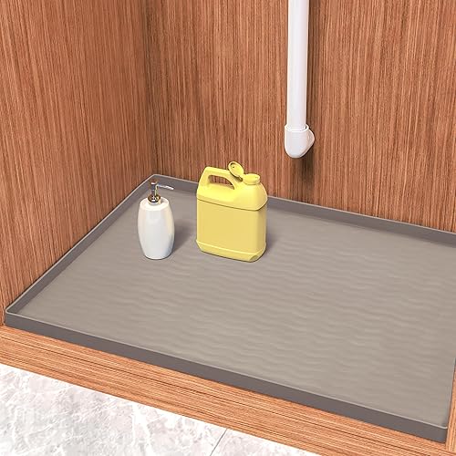 URMONA Tapete para debajo del fregadero, 34 x 22 pulgadas, tapete para debajo del fregadero para cocina, bandeja de goteo de silicona impermeable