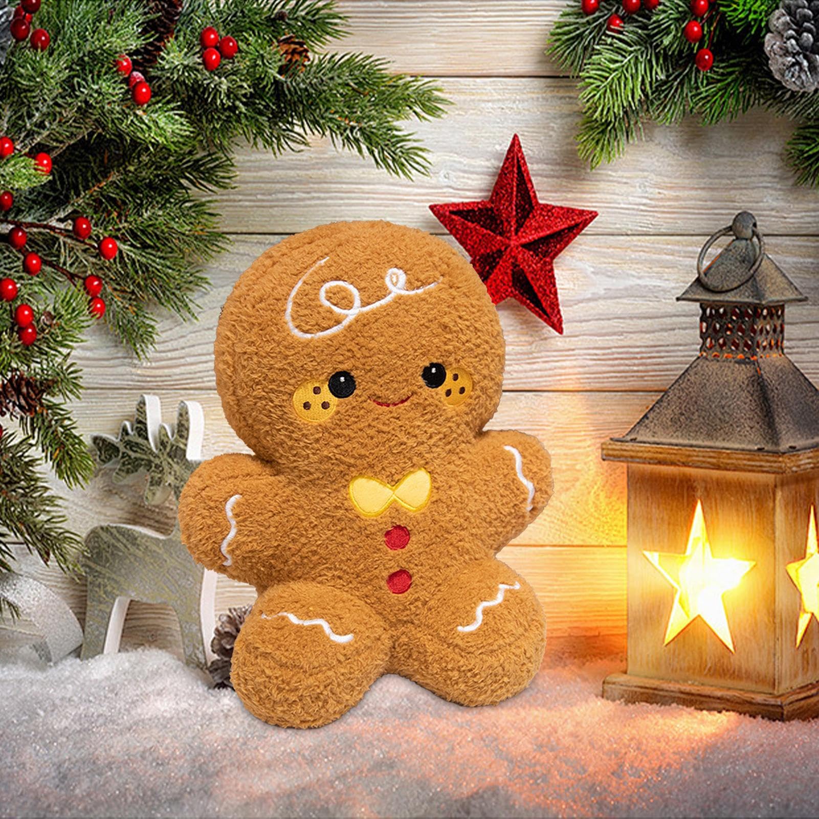 Gingerbread Man Pluszak | Świąteczna Miękka Zabawka Pluszowa | Poduszka Do Spania I Przytulania Dla Dzieci Dziewczynek Dorosłych