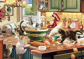 RAJRNED Quebra-cabeças yoofun para adultos - Quebra-cabeças 1000 peças - Gatos de cozinha