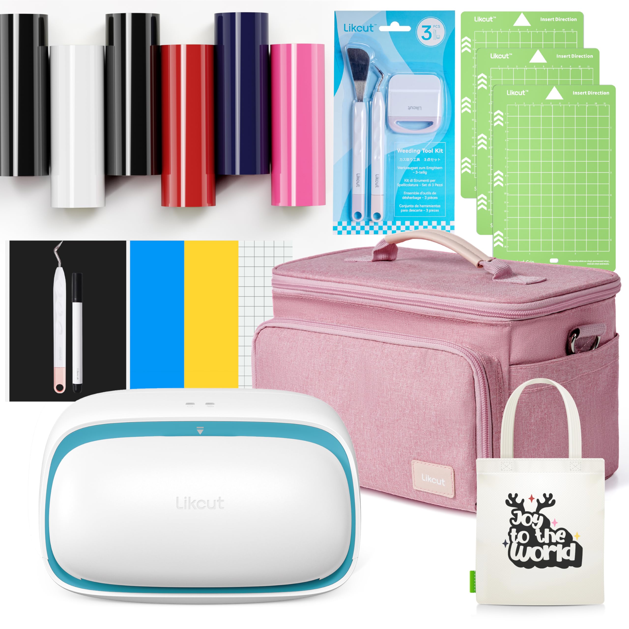 Likcut Glee S501 Vinyl Cutter Machine - Heat Transfer Creator Bundle with Carrying Case & Accessories, Beginner-Friendly Smart Sticker Maker with Free Design Library, for DIY Cards & Home Crafts