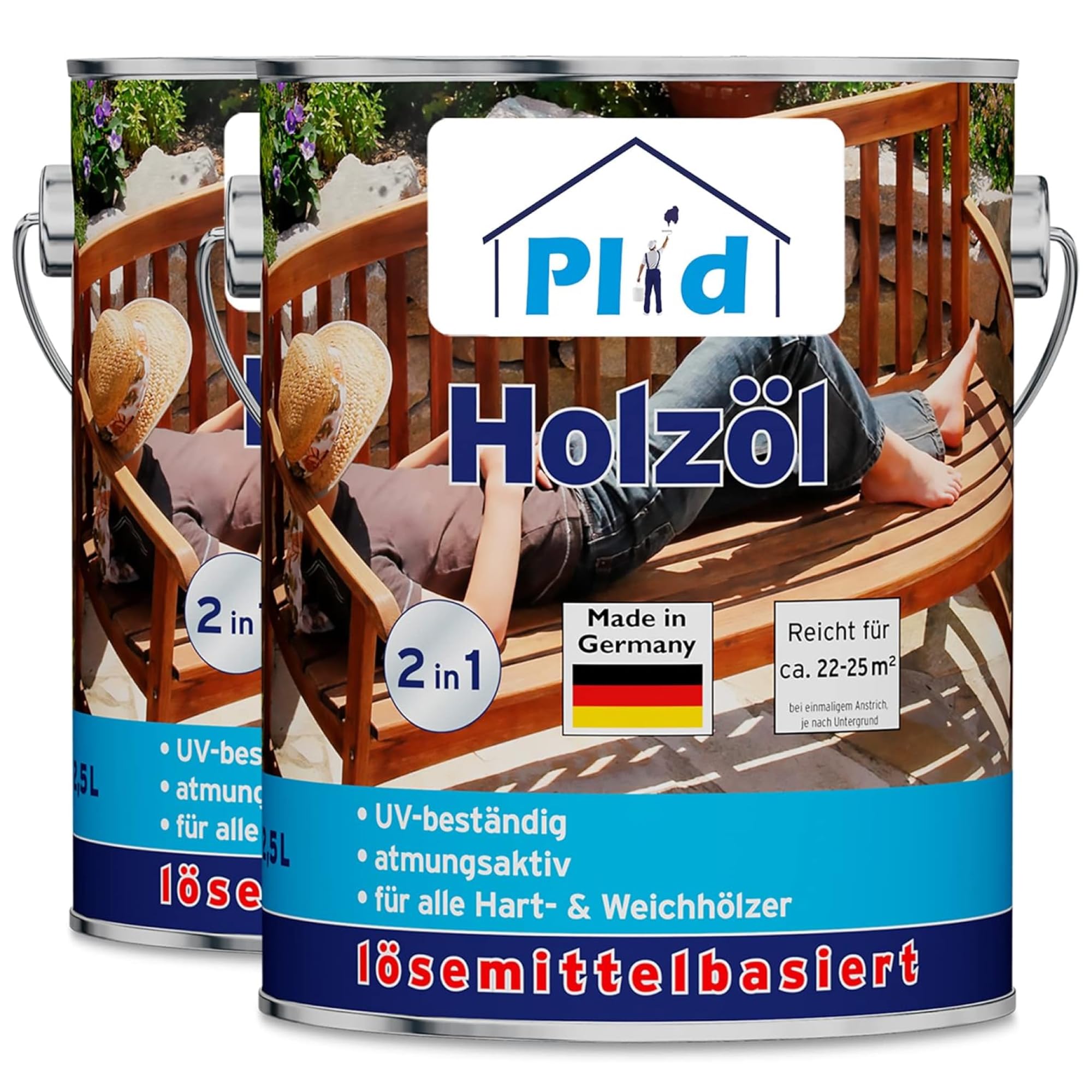 plid® Olio protettivo per legno Douglasia 5L - Resistente alle intemperie - Per interni ed esterni - Mobili da giardino - Cura del legno - Vernice protettiva - Olio per teak