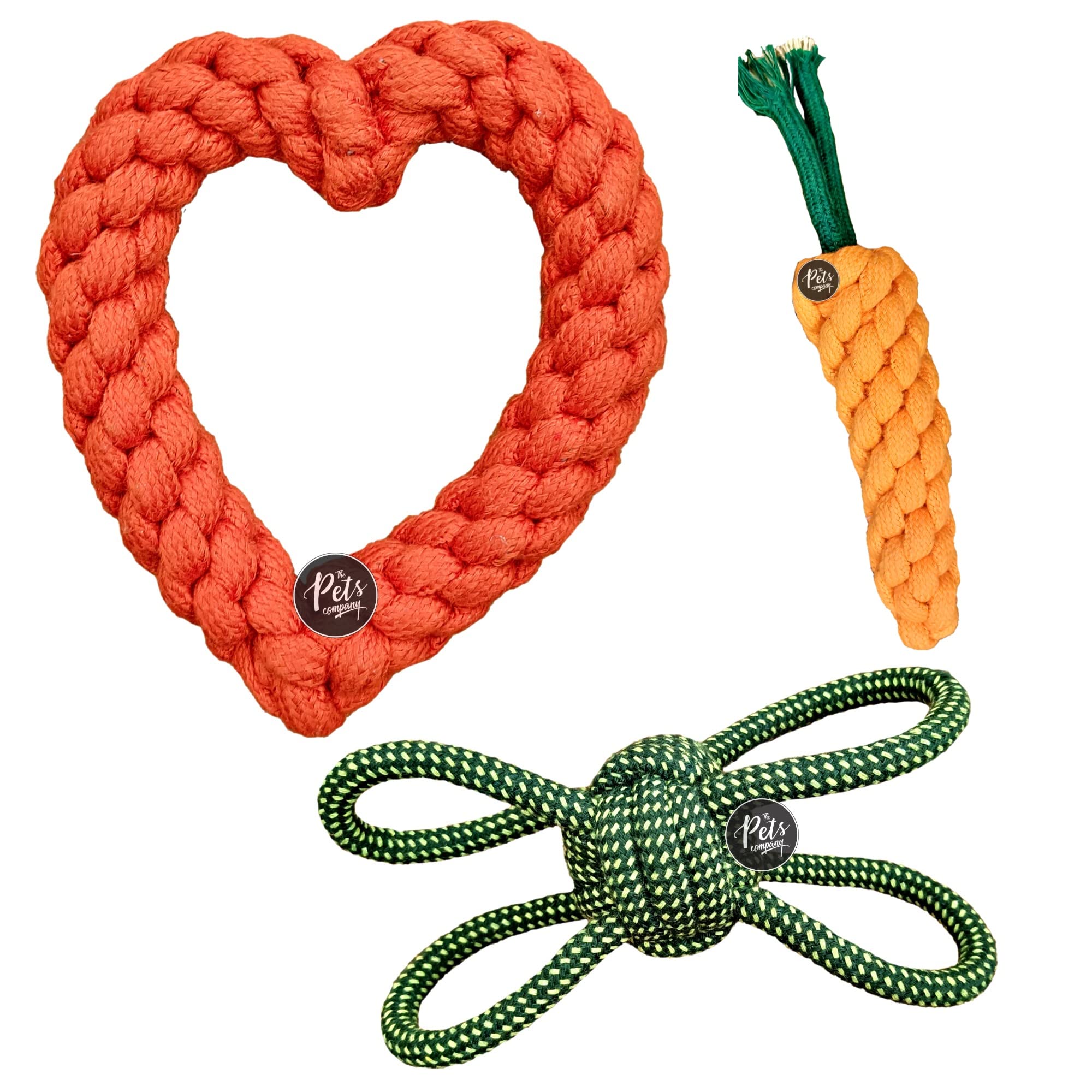 The Pets Company Christmas Dog Chew Toys for Puppy Teething & Training (Heart + Butterfly + Carrot), Dog Rope Toy Combo of 3 for Small & Medium Dogs (B0BQGNPPKT) Amazon Price History, Amazon Price Tracker
