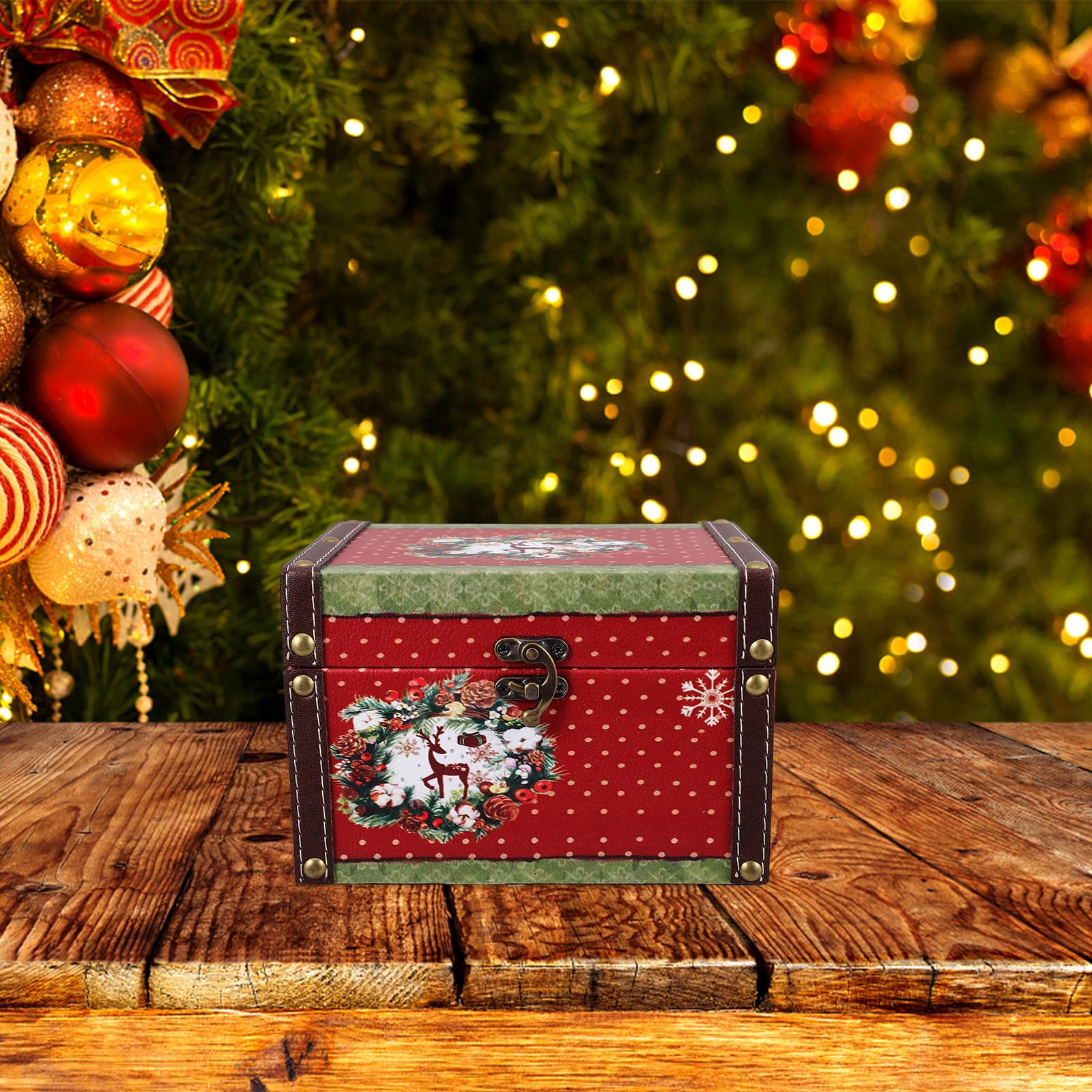TOYANDONA 3 Stück Weihnachtliche Holzbox im Vintage Look für Schmuck und
