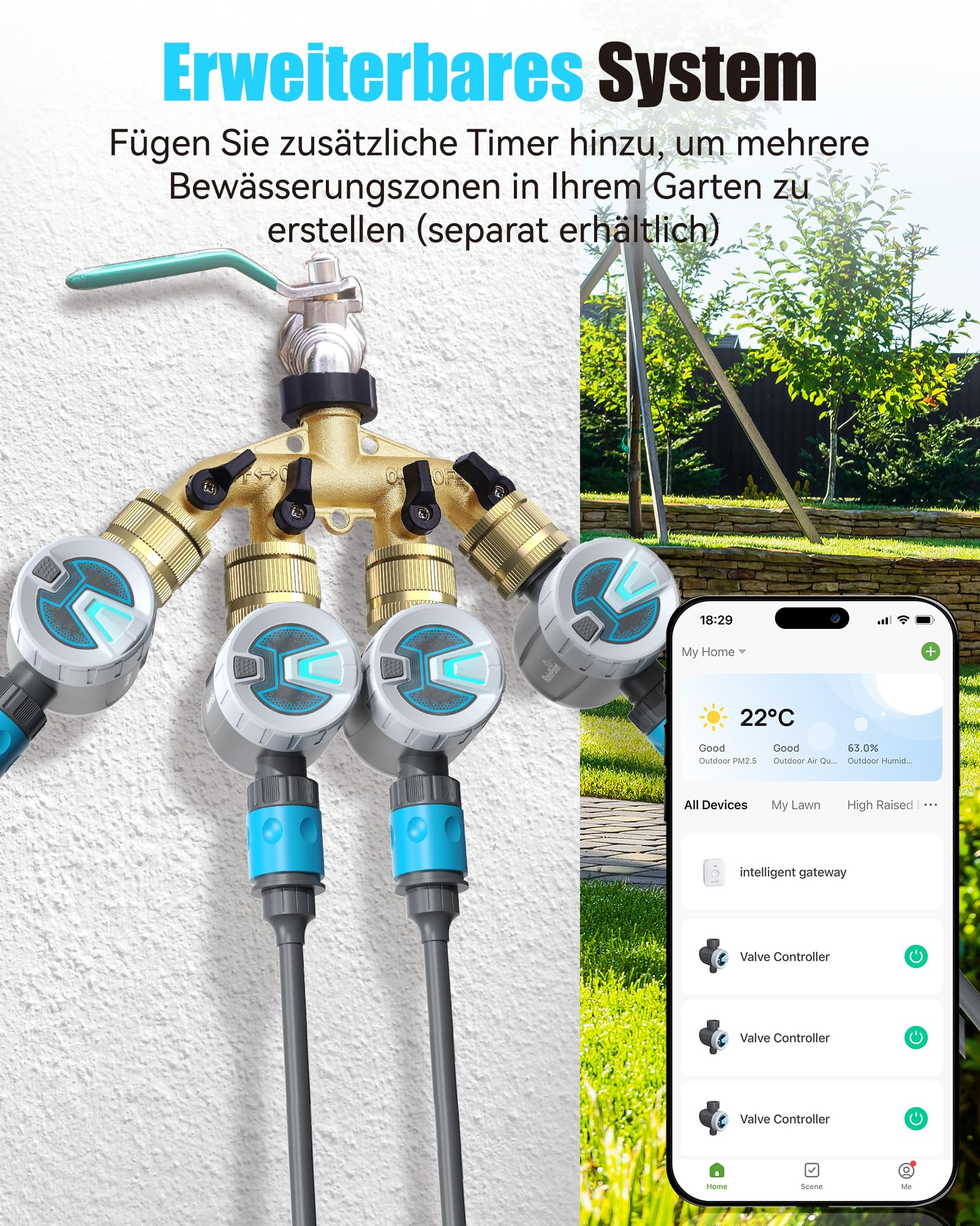 RAINPOINT Programmateur Arrosage Bluetooth Entrée Laiton Minuteur Automatique Jardin Pelouse